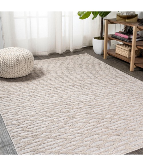 Ararat High-Low Pile Moroccan Diamond Modern Beige 5 ft. x 8 ft. Indoor/Outdoor Area Rug