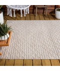Ararat High-Low Pile Moroccan Diamond Modern Beige 5 ft. x 8 ft. Indoor/Outdoor Area Rug