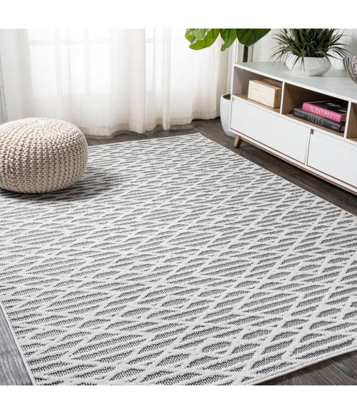 Ararat High-Low Pile Moroccan Diamond Modern Black/Ivory 3 ft. x 5 ft. Indoor/Outdoor Area Rug