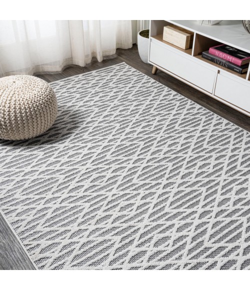 Ararat High-Low Pile Moroccan Diamond Modern Black/Ivory 3 ft. x 5 ft. Indoor/Outdoor Area Rug