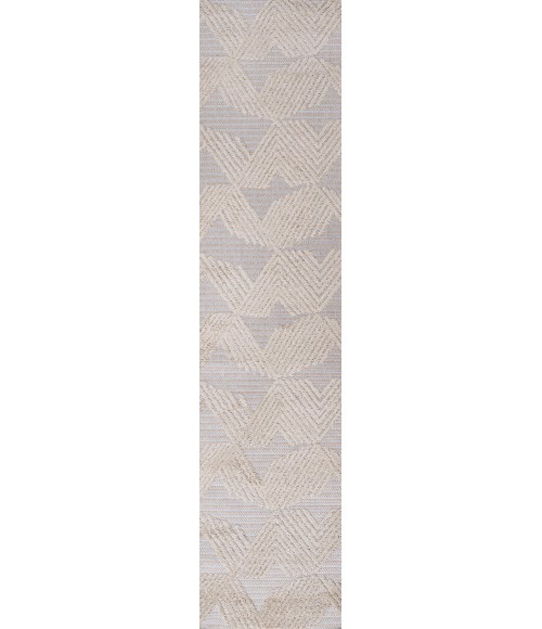 SOUTH BEACH Area Rug Jazz High-Low Pile Art Deco Geometric Beige 2 ft. x 10 ft. Indoor/Outdoor Runner Rug