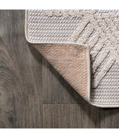 SOUTH BEACH Area Rug Jazz High-Low Pile Art Deco Geometric Beige 2 ft. x 10 ft. Indoor/Outdoor Runner Rug