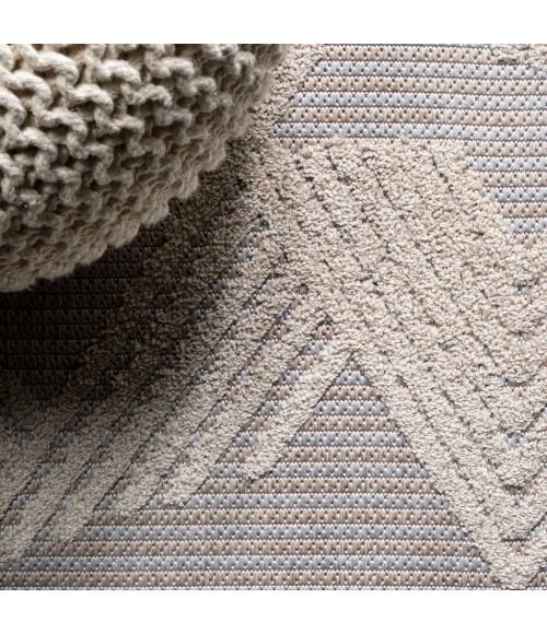 SOUTH BEACH Area Rug Jazz High-Low Pile Art Deco Geometric Beige 2 ft. x 10 ft. Indoor/Outdoor Runner Rug