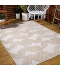 SOUTH BEACH Area Rug Jazz High-Low Pile Art Deco Geometric Beige 3 ft. x 5 ft. Indoor/Outdoor Area Rug