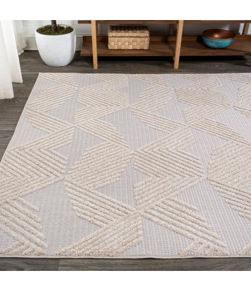 SOUTH BEACH Area Rug Jazz High-Low Pile Art Deco Geometric Beige 3 ft. x 5 ft. Indoor/Outdoor Area Rug