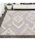SOUTH BEACH Area Rug Sumak High-Low Pile Neutral Diamond Kilim Beige/Gray 4 ft. x 6 ft. Indoor/Outdoor Area Rug