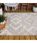SOUTH BEACH Area Rug Sumak High-Low Pile Neutral Diamond Kilim Beige/Gray 4 ft. x 6 ft. Indoor/Outdoor Area Rug
