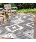 SOUTH BEACH Area Rug Sumak High-Low Pile Neutral Diamond Kilim Gray/White/Black 4 ft. x 6 ft. Indoor/Outdoor Area Rug
