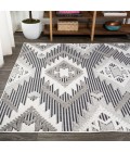 SOUTH BEACH Area Rug Sumak High-Low Pile Neutral Diamond Kilim Gray/White/Black 4 ft. x 6 ft. Indoor/Outdoor Area Rug