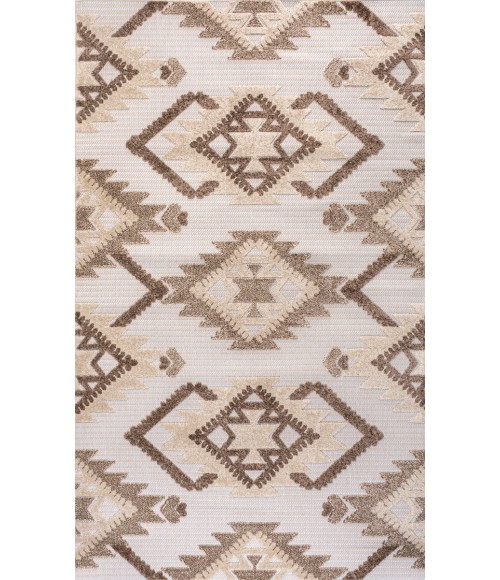 SOUTH BEACH Area Rug Sumak High-Low Pile Neutral Diamond Kilim Brown/Ivory 4 ft. x 6 ft. Indoor/Outdoor Area Rug