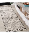 SOUTH BEACH Area Rug Ormond High-Low Modern Trellis Geometric Cream/Black 2 ft. x 8 ft. Indoor/Outdoor Runner Rug