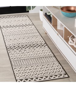Jonathany South Beach SBH109B Cream/Black Area Rug 2 ft. X 8 ft. Runner