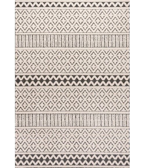 SOUTH BEACH Area Rug Ormond High-Low Modern Trellis Geometric Cream/Black 8 ft. x 10 ft. Indoor/Outdoor Area Rug
