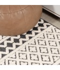 SOUTH BEACH Area Rug Ormond High-Low Modern Trellis Geometric Cream/Black 2 ft. x 8 ft. Indoor/Outdoor Runner Rug