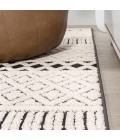 SOUTH BEACH Area Rug Ormond High-Low Modern Trellis Geometric Cream/Black 2 ft. x 8 ft. Indoor/Outdoor Runner Rug
