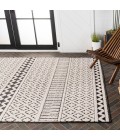 SOUTH BEACH Area Rug Ormond High-Low Modern Trellis Geometric Cream/Black 8 ft. x 10 ft. Indoor/Outdoor Area Rug