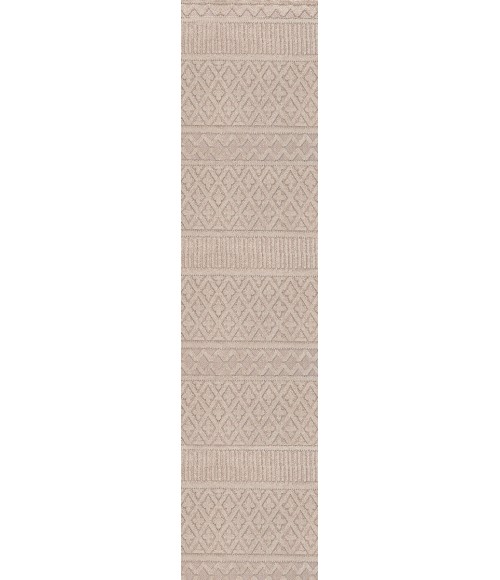 SOUTH BEACH Area Rug Ormond High-Low Modern Trellis Geometric Beige/Gray 2 ft. x 8 ft. Indoor/Outdoor Runner Rug