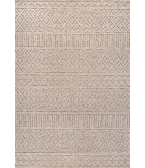 SOUTH BEACH Area Rug Ormond High-Low Modern Trellis Geometric Beige/Gray 3 ft. x 5 ft. Indoor/Outdoor Area Rug