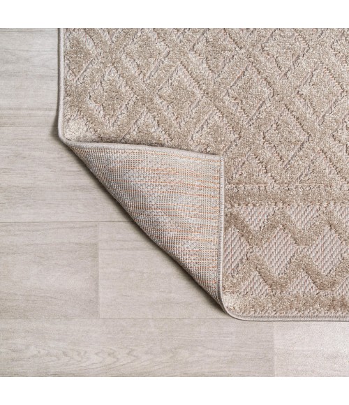 SOUTH BEACH Area Rug Ormond High-Low Modern Trellis Geometric Beige/Gray 2 ft. x 8 ft. Indoor/Outdoor Runner Rug