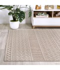 SOUTH BEACH Area Rug Ormond High-Low Modern Trellis Geometric Beige/Gray 3 ft. x 5 ft. Indoor/Outdoor Area Rug