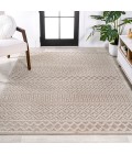 SOUTH BEACH Area Rug Ormond High-Low Modern Trellis Geometric Beige/Gray 3 ft. x 5 ft. Indoor/Outdoor Area Rug