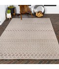 SOUTH BEACH Area Rug Ormond High-Low Modern Trellis Geometric Beige/Gray 3 ft. x 5 ft. Indoor/Outdoor Area Rug