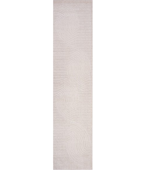 Skagen Minimalist Curve Geometric Ivory/Cream 2 ft. x 8 ft. Runner Rug