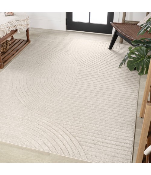 Skagen Minimalist Curve Geometric Ivory/Cream 8 ft. x 10 ft. Area Rug