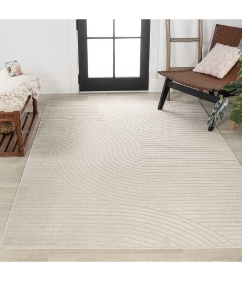 Skagen Minimalist Curve Geometric Ivory/Cream 8 ft. x 10 ft. Area Rug