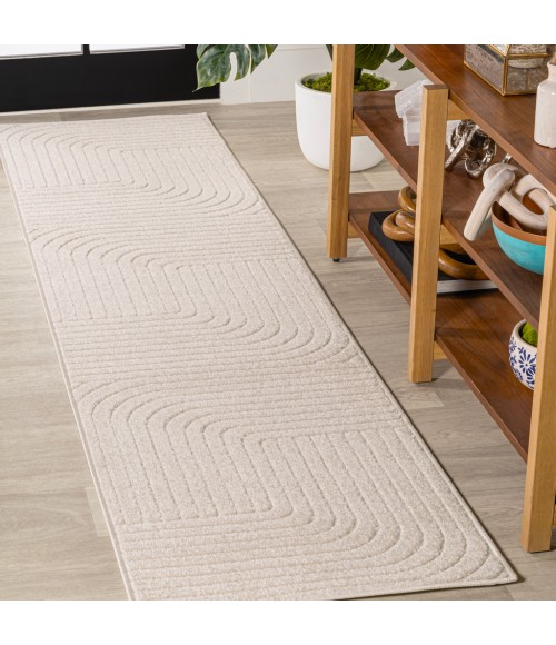 SCANDINAVIAN Area Rug Odense Minimalist Angle Geometric Ivory/Cream 2 ft. x 8 ft. Runner Rug