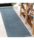 SCANDINAVIAN Area Rug Aarhus Minimalist Scandi Striped Navy/ivory 2 ft. x 8 ft. Runner Rug