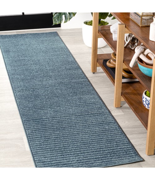 SCANDINAVIAN Area Rug Aarhus Minimalist Scandi Striped Navy/ivory 2 ft. x 8 ft. Runner Rug