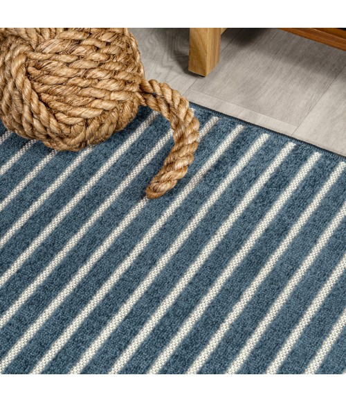 SCANDINAVIAN Area Rug Aarhus Minimalist Scandi Striped Navy/ivory 4 ft. x 6 ft. Area Rug