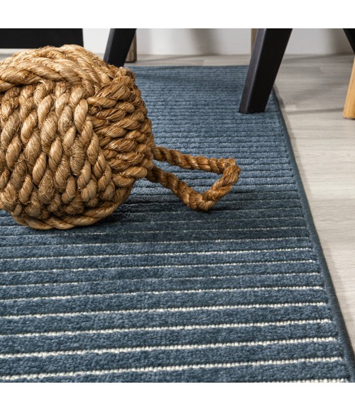 SCANDINAVIAN Area Rug Aarhus Minimalist Scandi Striped Navy/ivory 4 ft. x 6 ft. Area Rug