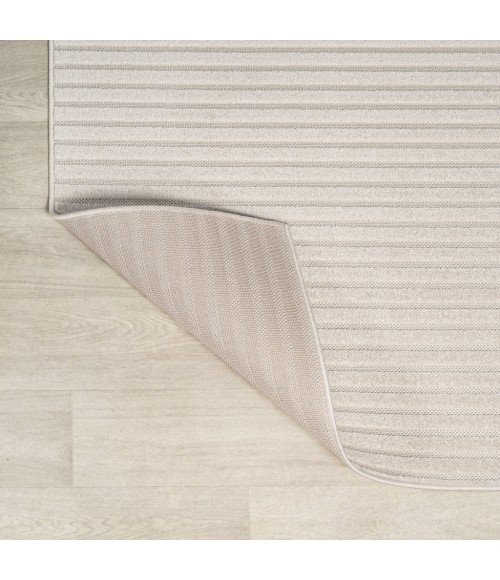 SCANDINAVIAN Area Rug Aarhus Minimalist Scandi Striped Ivory/Cream 8 ft. x 10 ft. Area Rug