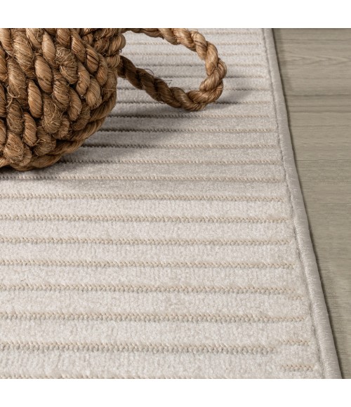 SCANDINAVIAN Area Rug Aarhus Minimalist Scandi Striped Ivory/Cream 8 ft. x 10 ft. Area Rug