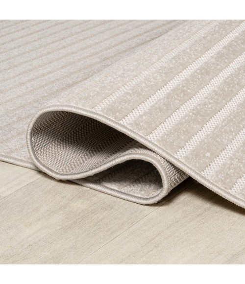 SCANDINAVIAN Area Rug Aarhus Minimalist Scandi Striped Ivory/Cream 2 ft. x 8 ft. Runner Rug