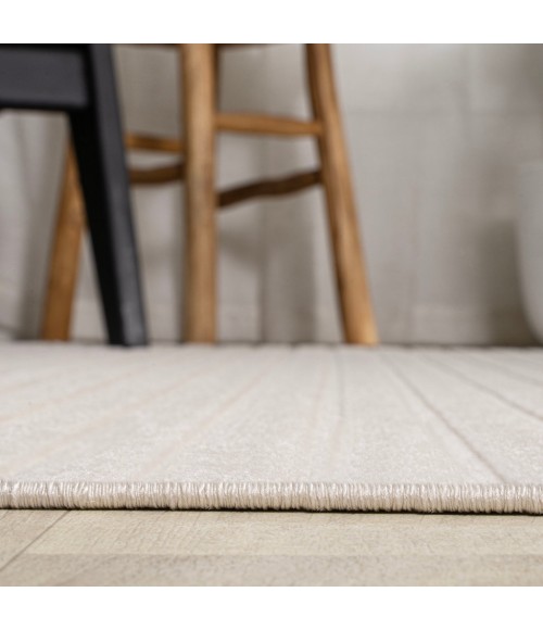 SCANDINAVIAN Area Rug Aarhus Minimalist Scandi Striped Ivory/Cream 2 ft. x 8 ft. Runner Rug