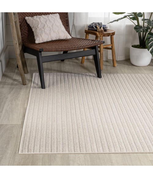 SCANDINAVIAN Area Rug Aarhus Minimalist Scandi Striped Ivory/Cream 8 ft. x 10 ft. Area Rug