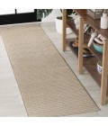 Aarhus Minimalist Scandi Striped Beige/Cream 2 ft. x 8 ft. Runner Rug