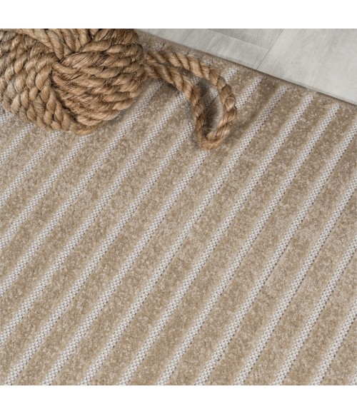 Aarhus Minimalist Scandi Striped Beige/Cream 2 ft. x 8 ft. Runner Rug