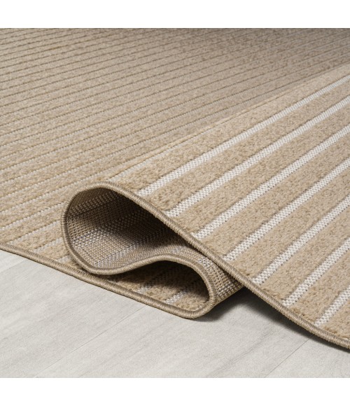 Aarhus Minimalist Scandi Striped Beige/Cream 2 ft. x 8 ft. Runner Rug