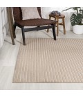 Aarhus Minimalist Scandi Striped Beige/Cream 8 ft. x 10 ft. Area Rug