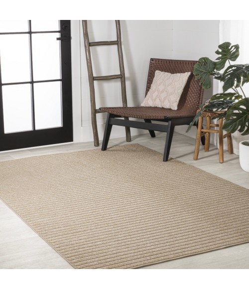 Aarhus Minimalist Scandi Striped Beige/Cream 8 ft. x 10 ft. Area Rug