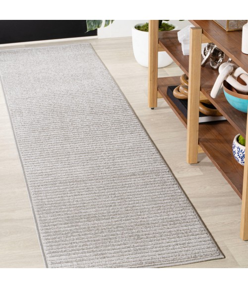 SCANDINAVIAN Area Rug Aarhus Minimalist Scandi Striped Gray/Ivory 2 ft. x 8 ft. Runner Rug