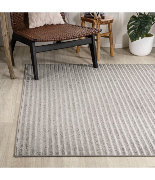 SCANDINAVIAN Area Rug Aarhus Minimalist Scandi Striped Gray/Ivory 5 ft. x 8 ft. Area Rug