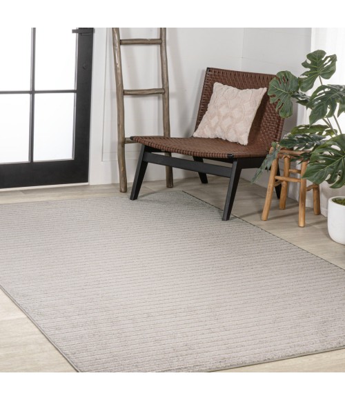 SCANDINAVIAN Area Rug Aarhus Minimalist Scandi Striped Gray/Ivory 5 ft. x 8 ft. Area Rug