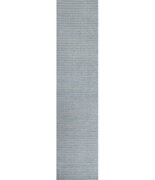 Aarhus Minimalist Scandi Striped Blue/Ivory 2 ft. x 8 ft. Runner Rug