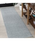 Aarhus Minimalist Scandi Striped Blue/Ivory 2 ft. x 8 ft. Runner Rug