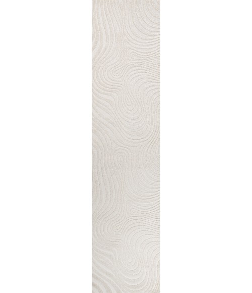 SCANDINAVIAN Area Rug Maribo Abstract Groovy Striped Cream/Ivory 2 ft. x 8 ft. Runner Rug